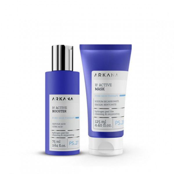 H+ Active Mask+H+ Active Booster Набор для процедуры водородного пилинга 125мл +75мл, ARKANA