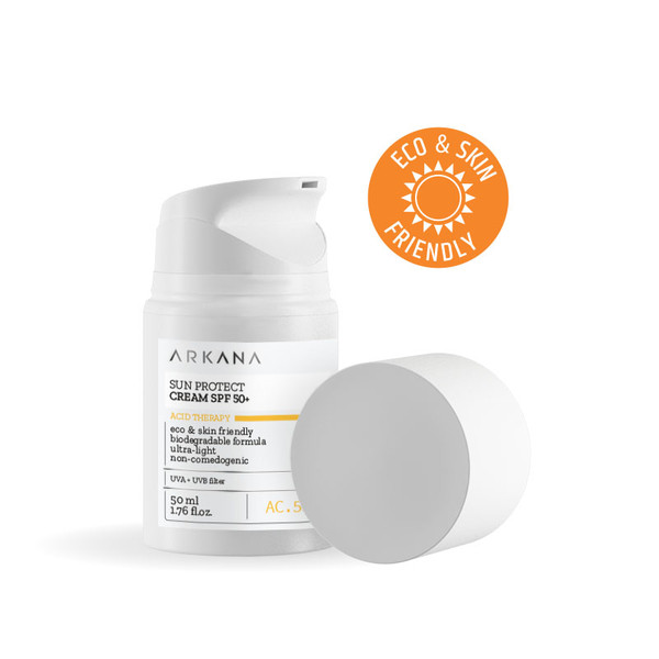 Sun Protect Cream SPF 50+ Суперлегкий солнцезащитный крем с SPF 50 от лучей UVA/UVB 50 мл, 100мл, ARKANA